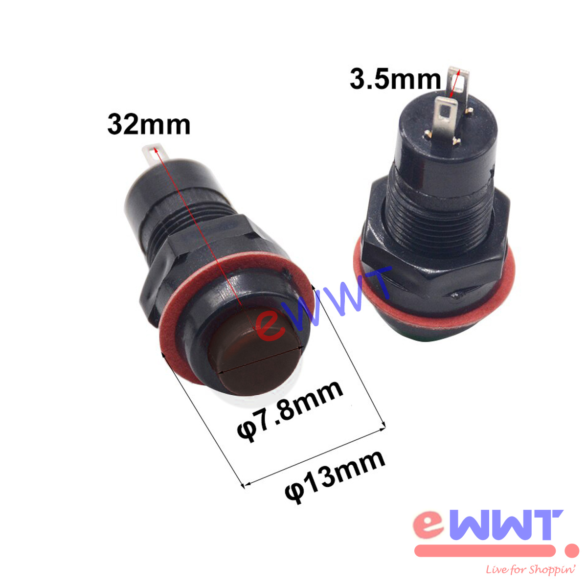 Details about   6x Black Latching 10mm Hole Self Locking Push Button Switch On/Off 2-Pin ZVOU112 